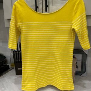 Ann Taylor Yellow Fitted 3/4 Sleeve Blouse
